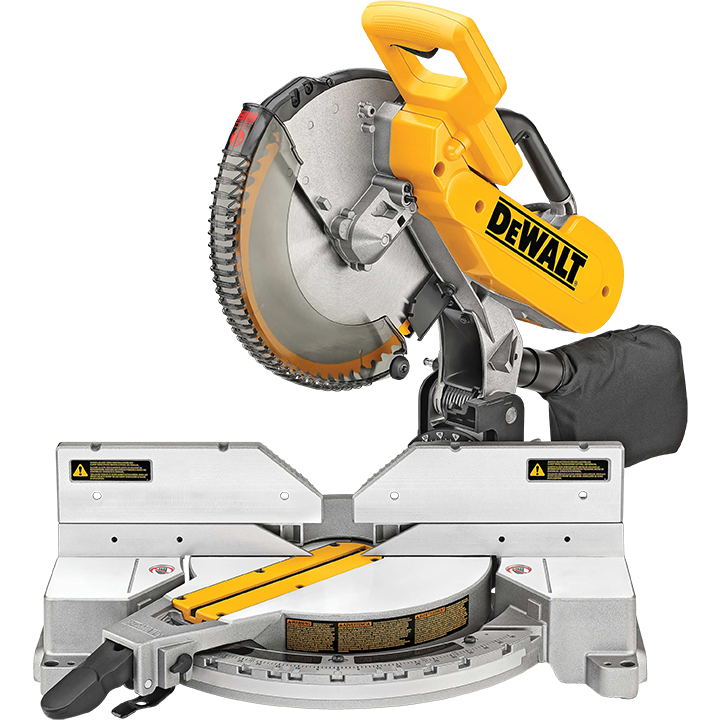 Product Shot of a DeWalt Chop Saw on a white background