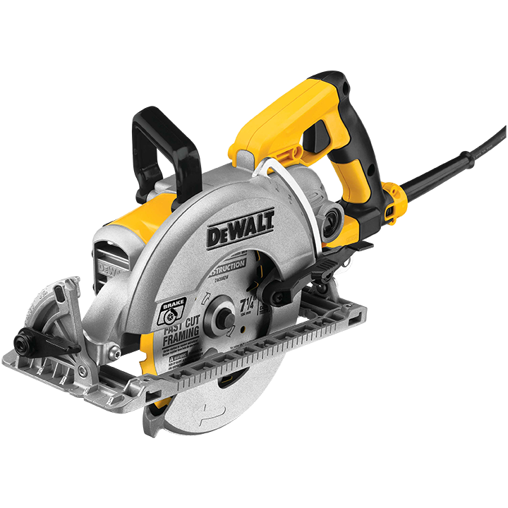 Product shot of a DeWalt Circular Saw on a white background