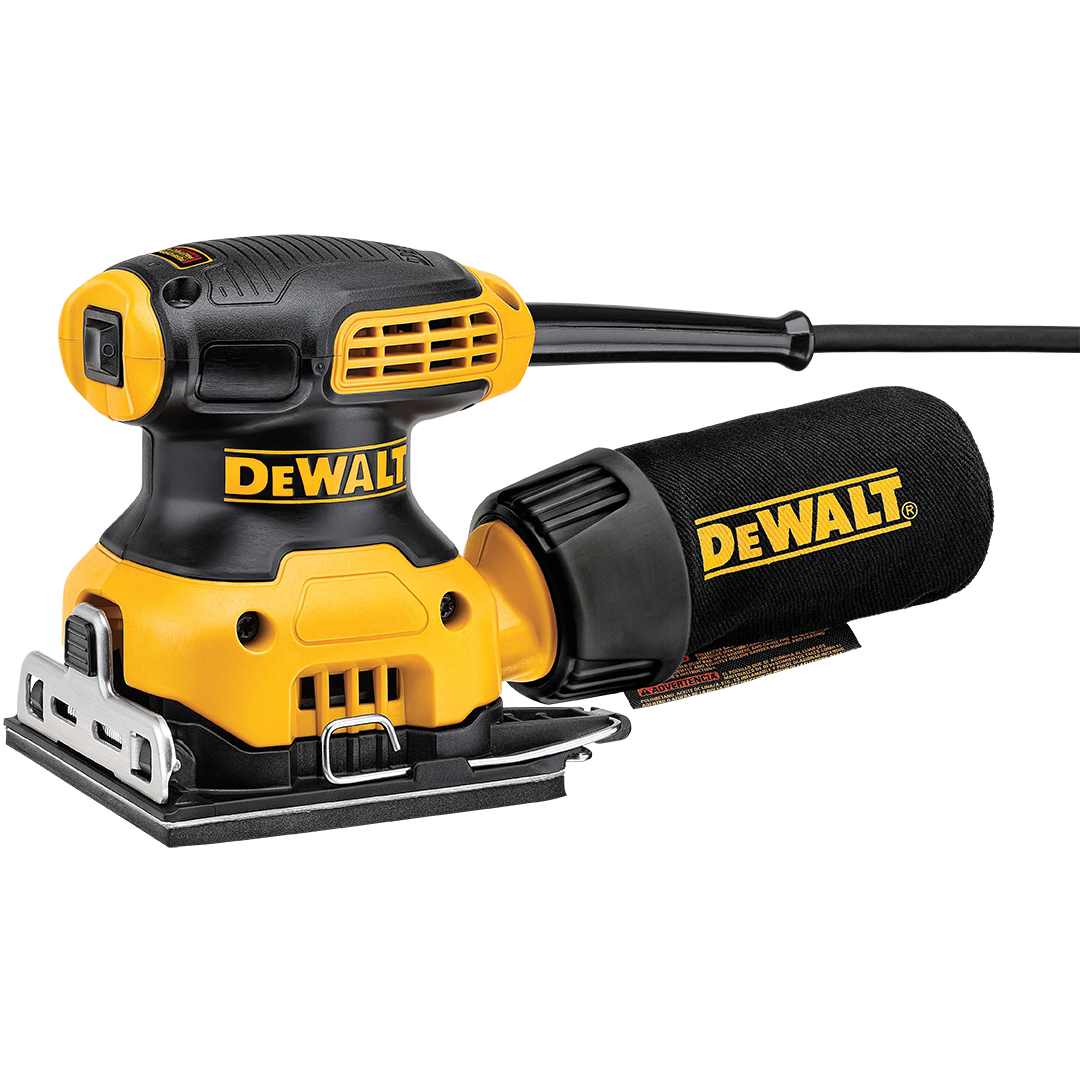 Product shot of a DeWalt sander on a white background